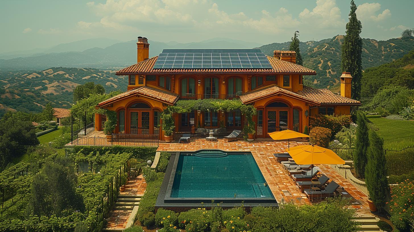 Modern house featuring energy-efficient solar roofing technology